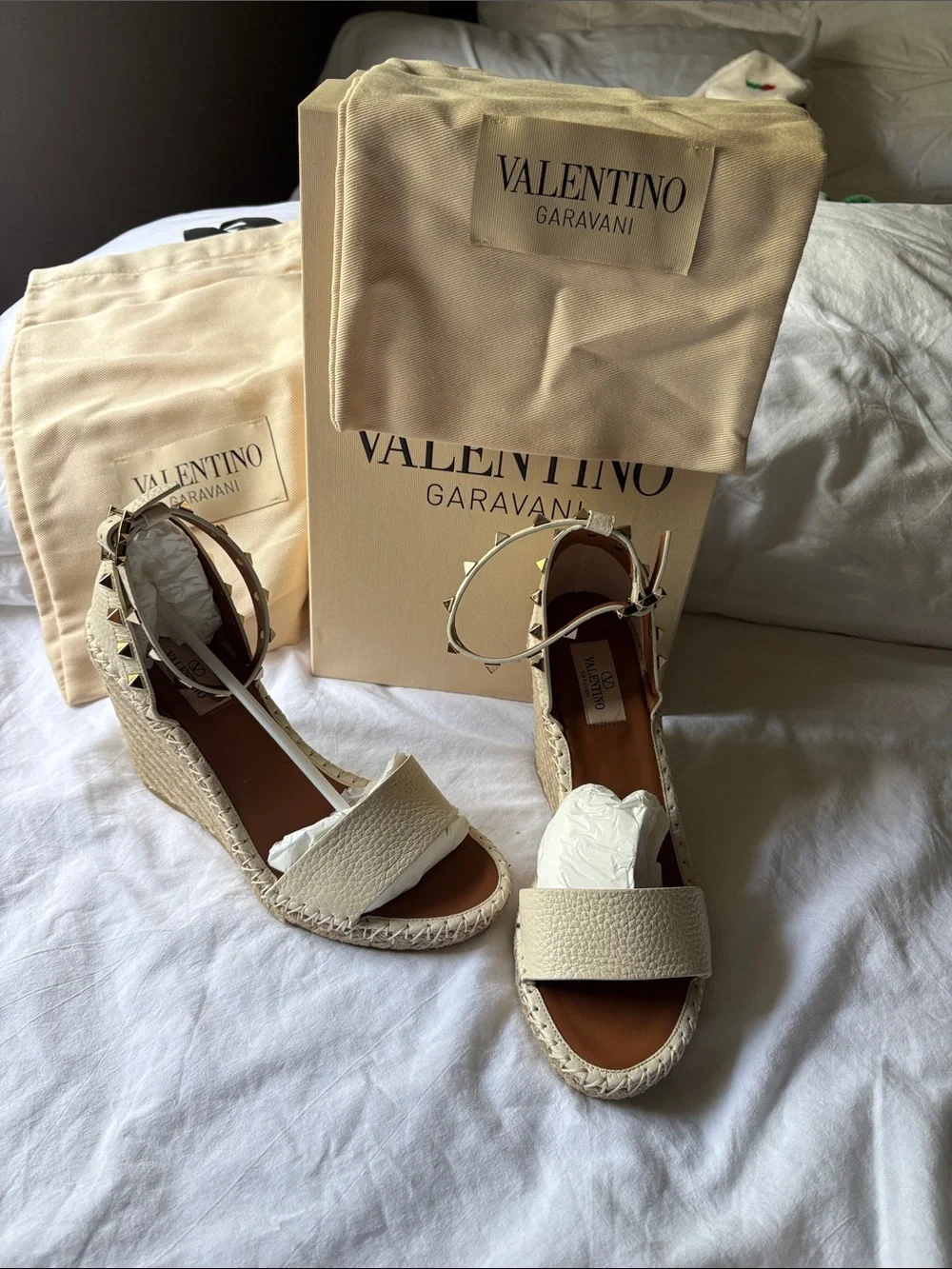 Valentino Garavani Women's Ivory Espadrille Wedge Sandals